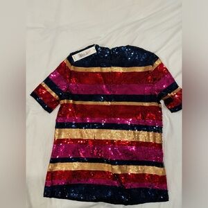 Trina Turk stripped sequin shirt